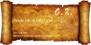 Ondrik Klára névjegykártya